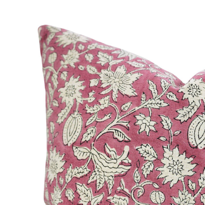 Hand Block Print Linen Blend Pillow, 20" x 20"