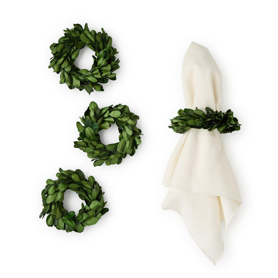 Preserved Boxwood Napkin Rings, Set Of 4