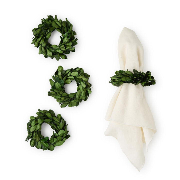 Preserved Boxwood Napkin Rings, Set Of 4