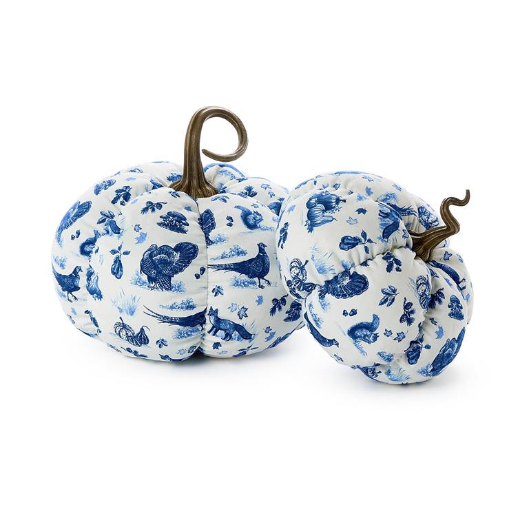Falling For Blue Toile Pumpkin