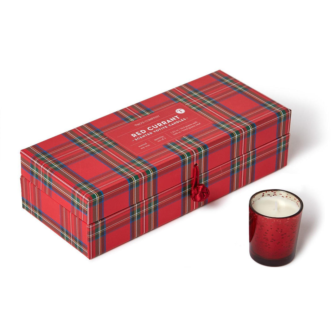 Red Currant Scented Mercury Glass Candles In Gift Box, Set Of 3