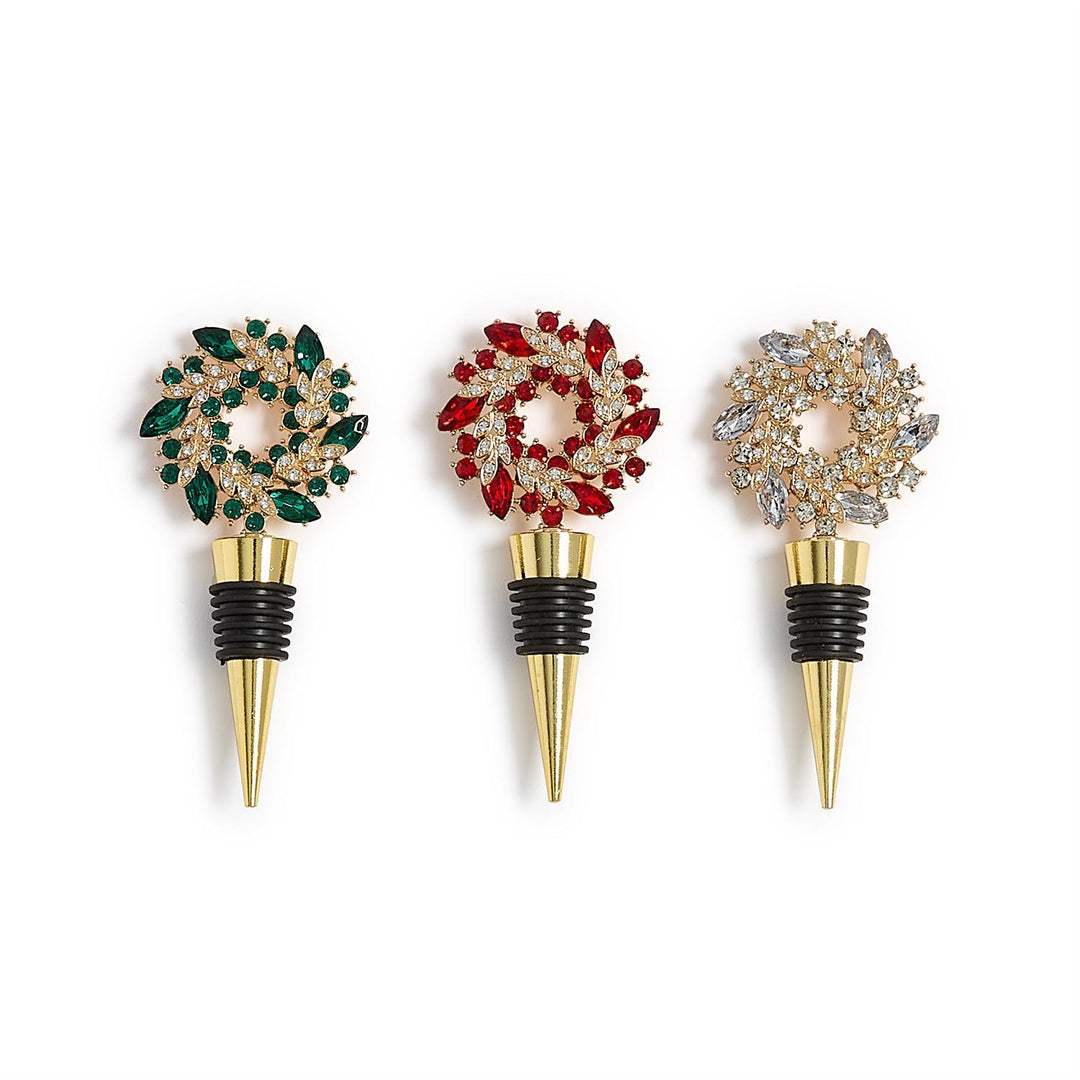 Holiday Wreath Jeweled Bottle Stopper