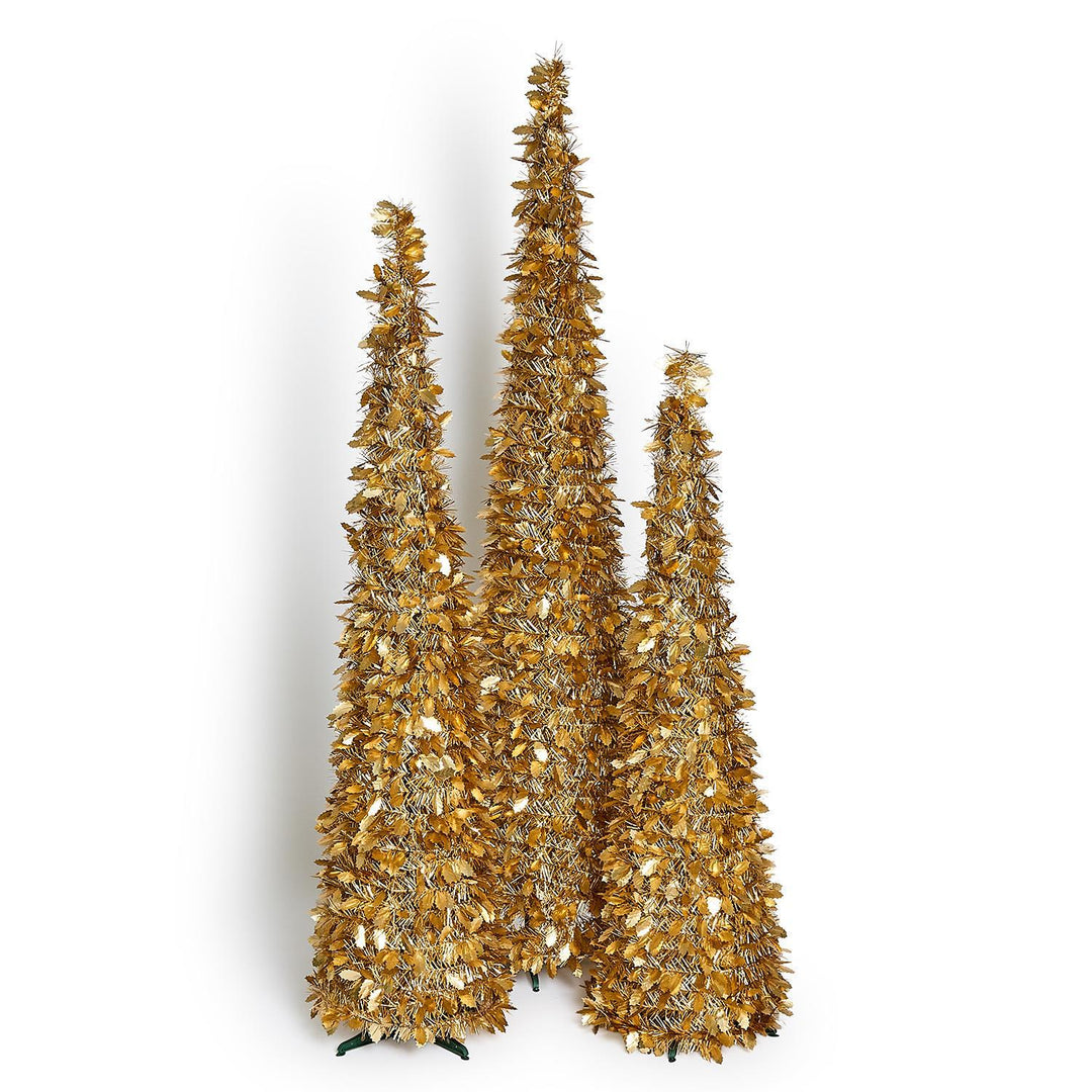 Gold Tinsel & Holly Collapsible Tree