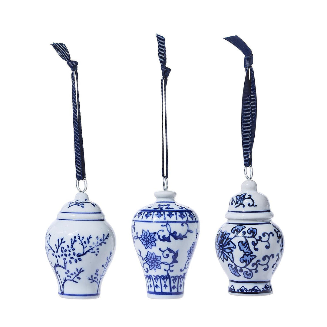 Blue & White Temple Jar Ornament Place Card Holder