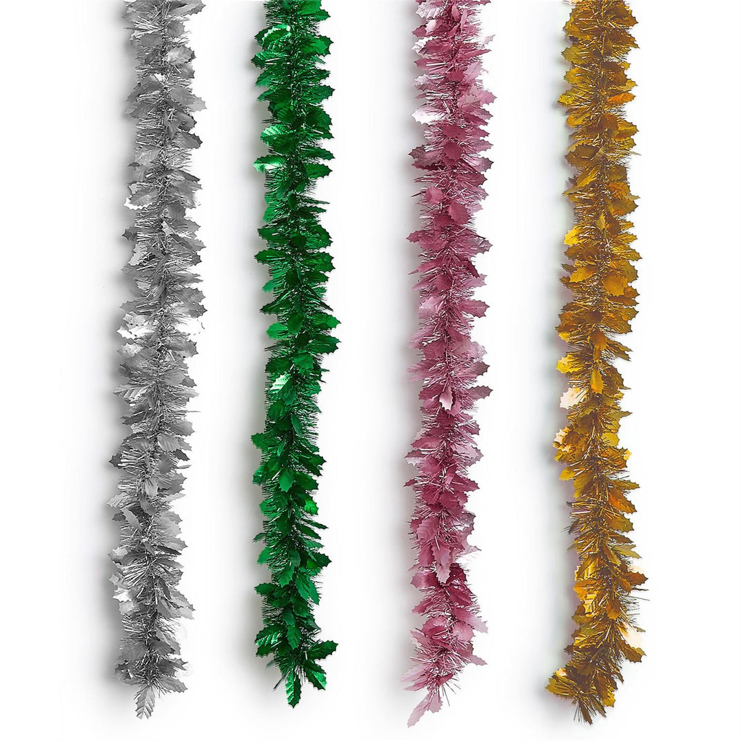 Metallic Tinsel & Holly Garland