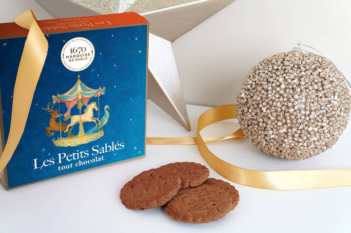 Chocolate Sables Shortbread Cookies In Christmas, Carousel Gift Box