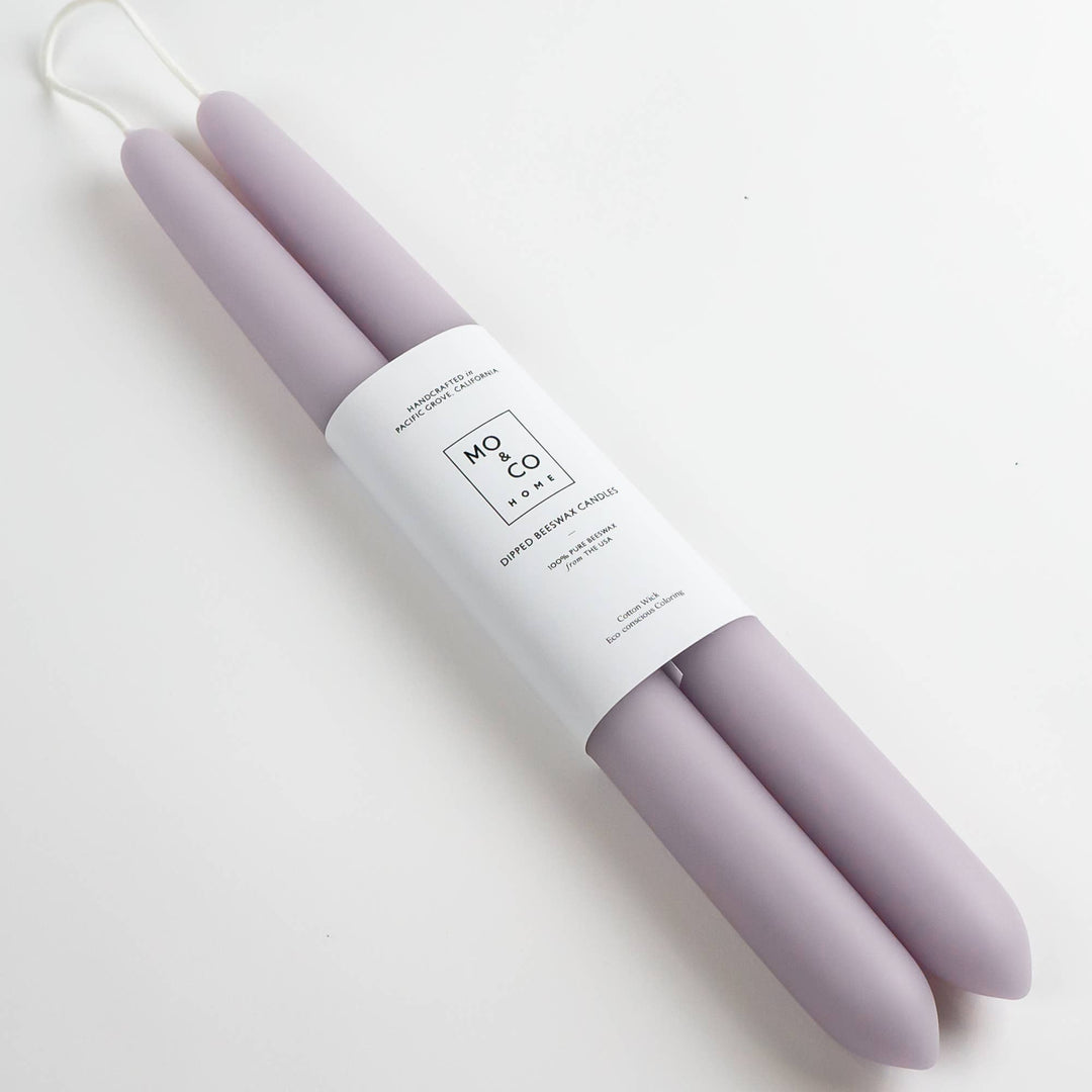 14" Dipped Beeswax Taper Candles | Lavender