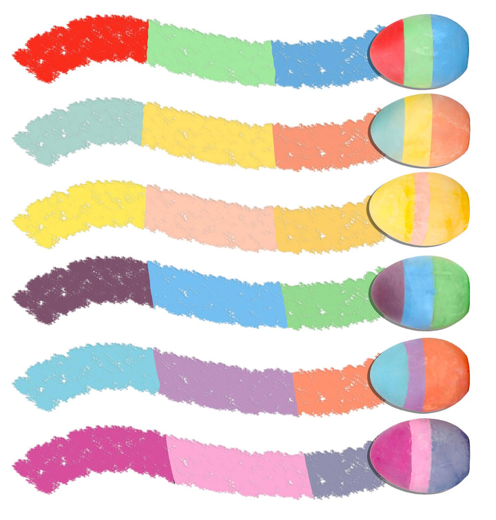 Tri-Colored Chalk Eggs, Set Of 12