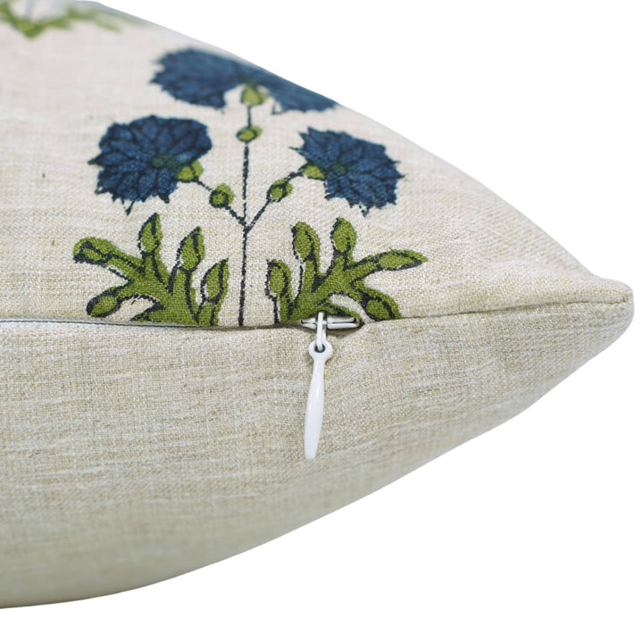 Crafted Block Print Design Linen Blend Pillow, 20" x 20"