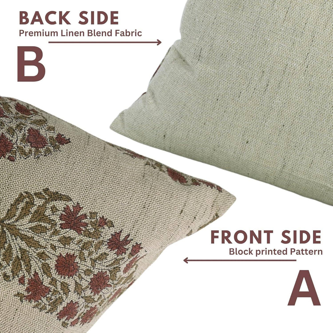 Traditional Block Design Linen Blend Pillow, 20" x 20"