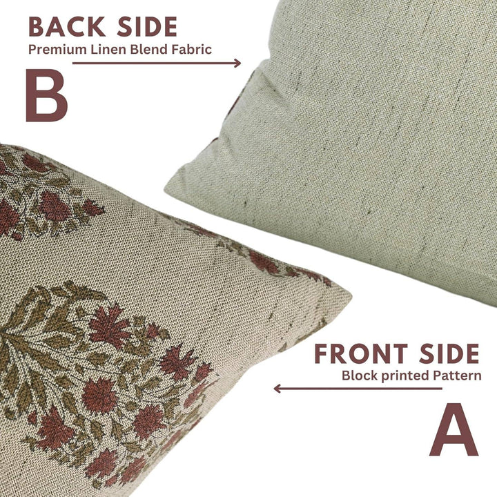 Traditional Block Design Linen Blend Pillow, 20" x 20"