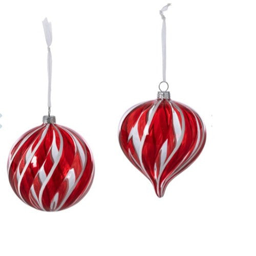 Peppermint Striped Glass Ornament