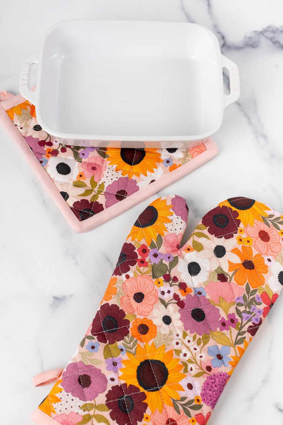 Rainbow Garden Oven Mitt & Pot Holder Set