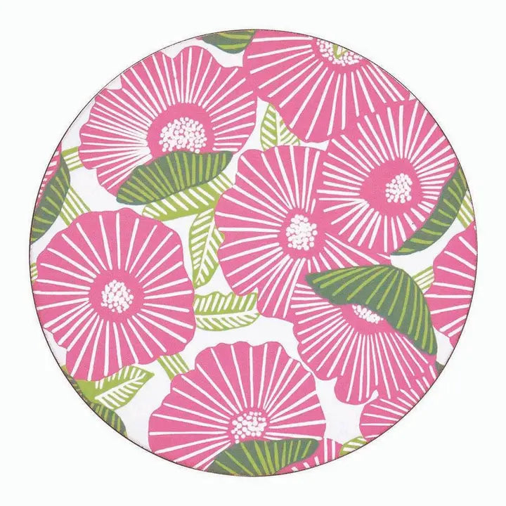 Poppy Papaver Round Coasters, Set Of 4
