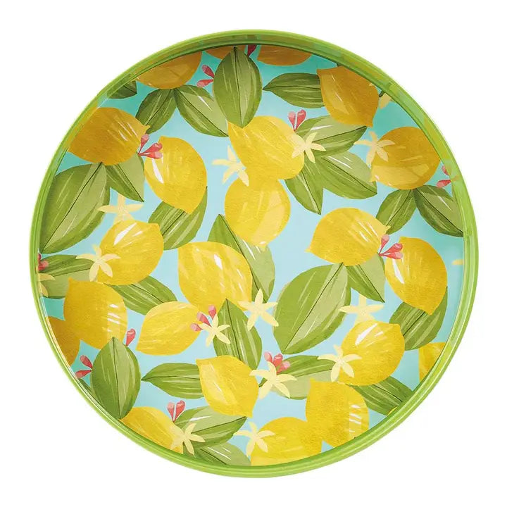 Lemon Blossoms 15" Round Tray