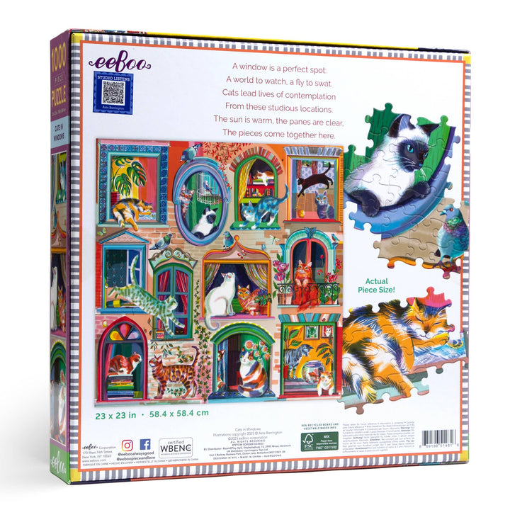 Cats In Windows Square Puzzle, 1000 Piece