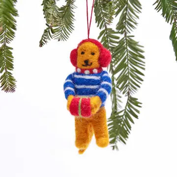 Felt Gift Giving Bear Ornament
