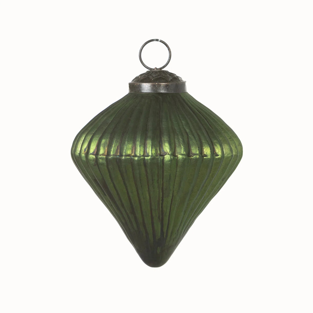 Moss Green Diamond Drop Glass Ornament