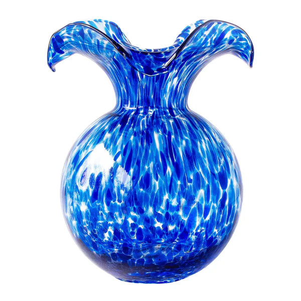 Hibiscus Glass Cobalt Tortoise Shell Fluted Vase