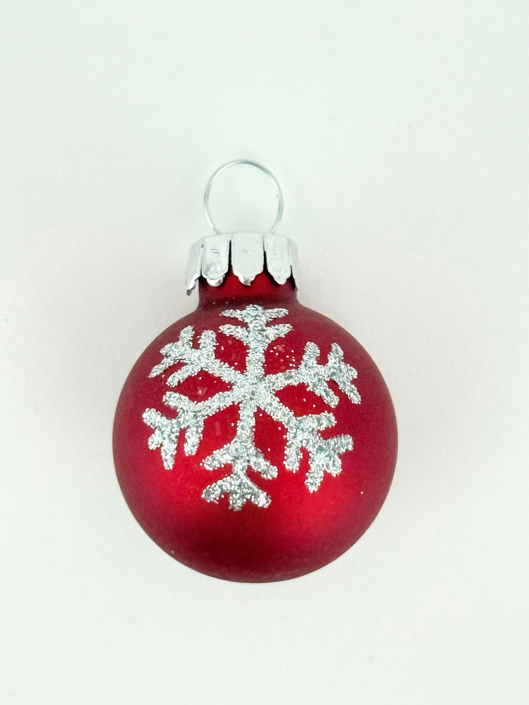 Mini Red Snowflake Glass Ornaments, Set Of 12