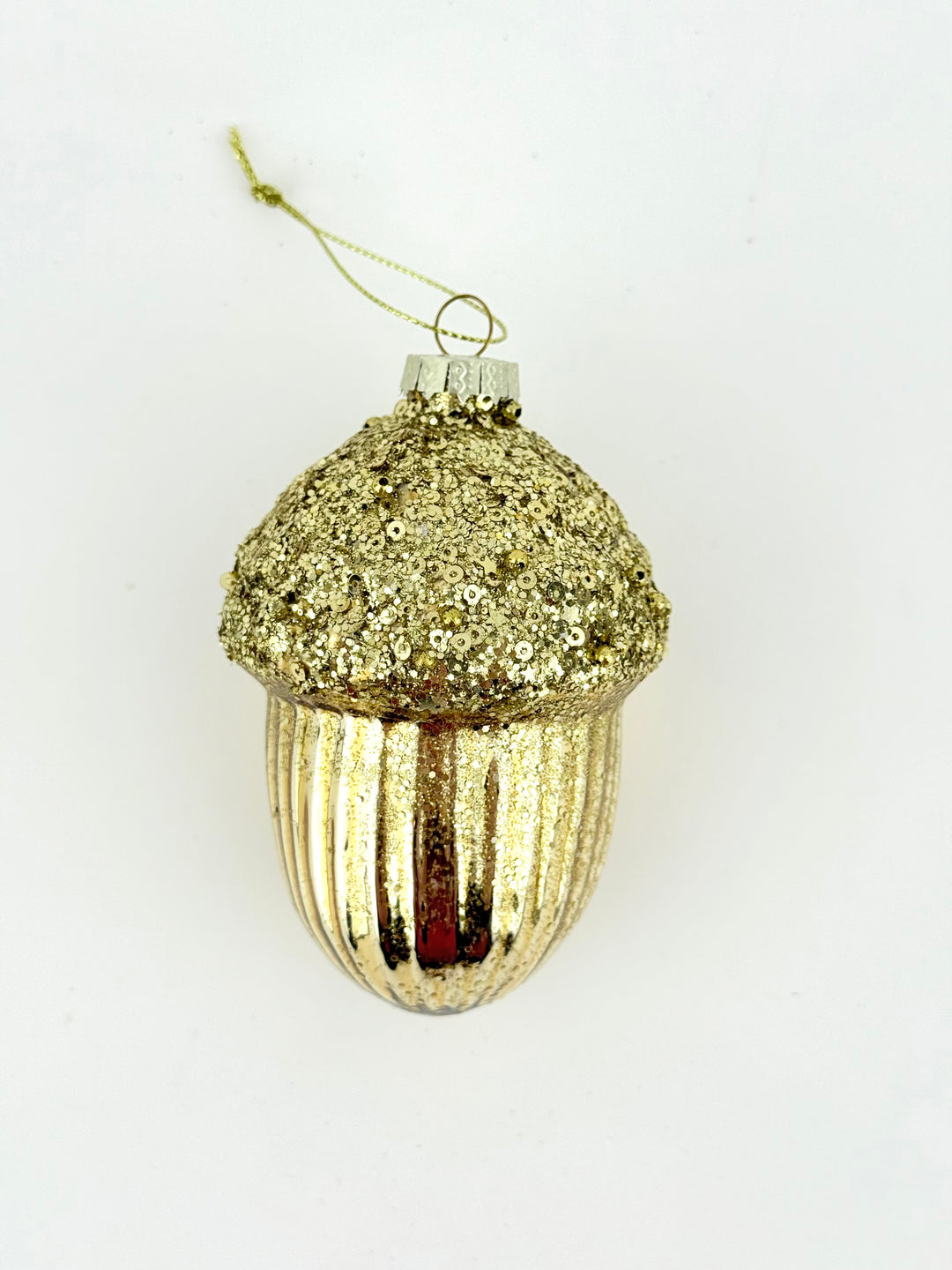 Gold Acorn Glass Ornament