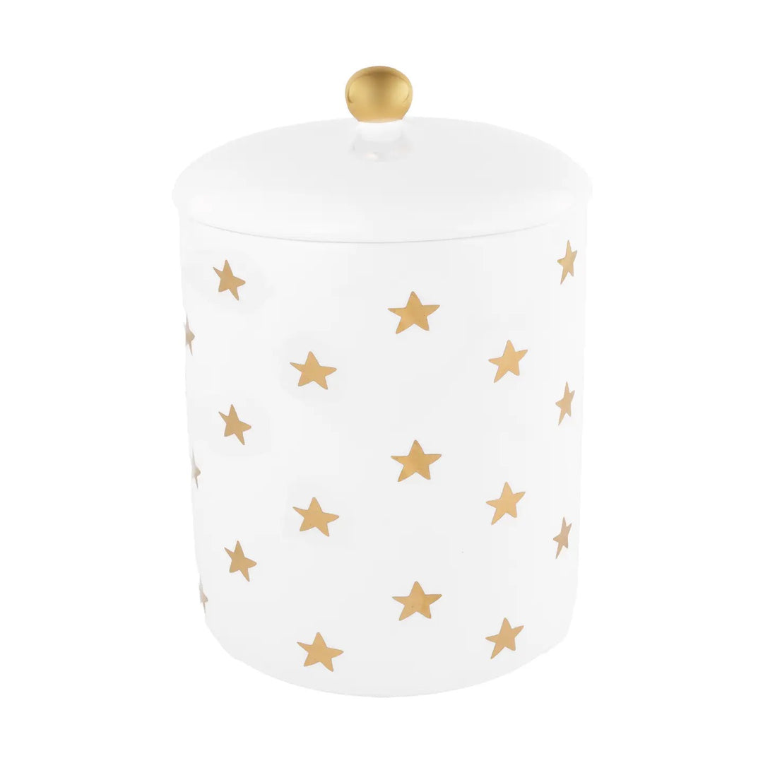White Cookie Jar With Gold Stars