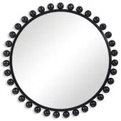Cyra Wood Round Mirror, Black