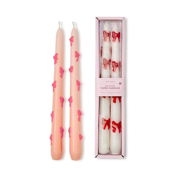 Bow Taper Candles, Set Of 2