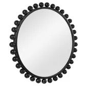 Cyra Wood Round Mirror, Black