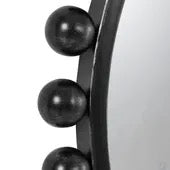 Cyra Wood Round Mirror, Black