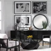 Cyra Wood Round Mirror, Black