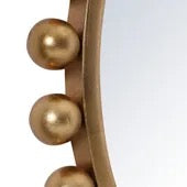 Cyra Wood Round Mirror, Gold