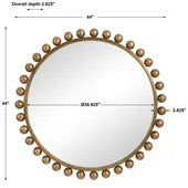 Cyra Wood Round Mirror, Gold