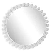 Cyra Wood Round Mirror, White