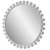 Cyra Wood Round Mirror, White
