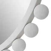 Cyra Wood Round Mirror, White