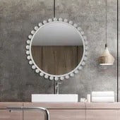 Cyra Wood Round Mirror, White