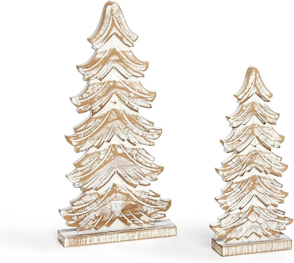 Wooden Carved Fir Tabletop Tree