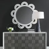 Clematis Round Mirror, White