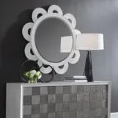 Clematis Round Mirror, White