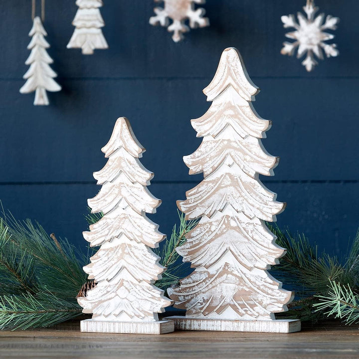 Wooden Carved Fir Tabletop Tree