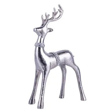 Silver Metal Reindeer Figurine With Crystals