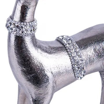 Silver Metal Reindeer Figurine With Crystals