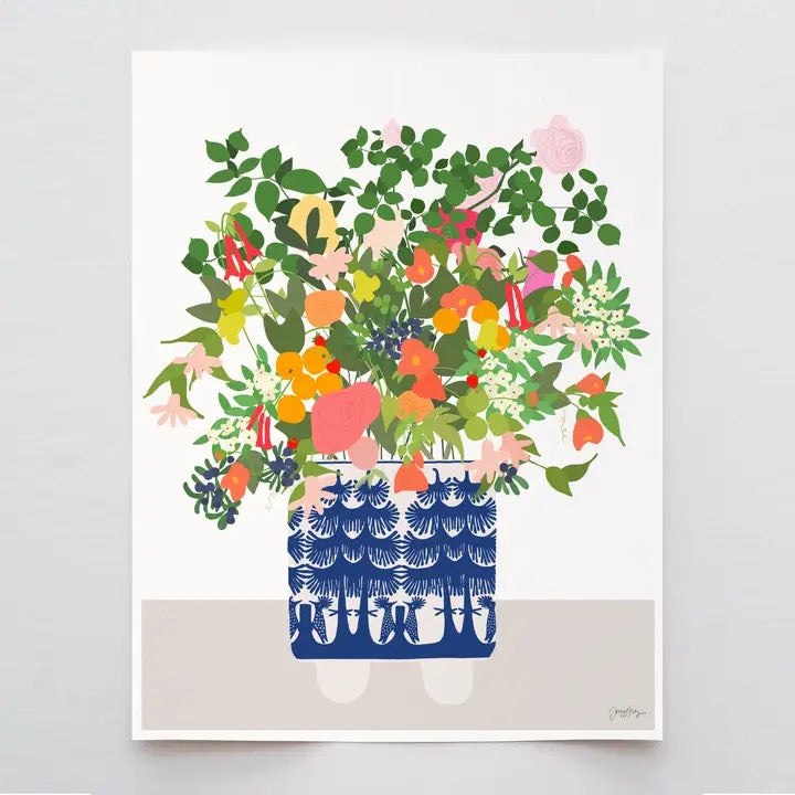 Still Life Delft Blue Vase Framed Art Print, 11" x 14"