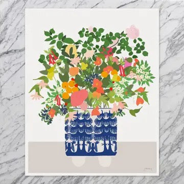 Still Life Delft Blue Vase Framed Art Print, 11" x 14"