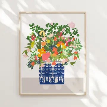 Still Life Delft Blue Vase Framed Art Print, 11" x 14"