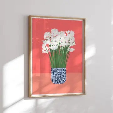 Paperwhite Flowers Framed Art Print, 11" x 14"