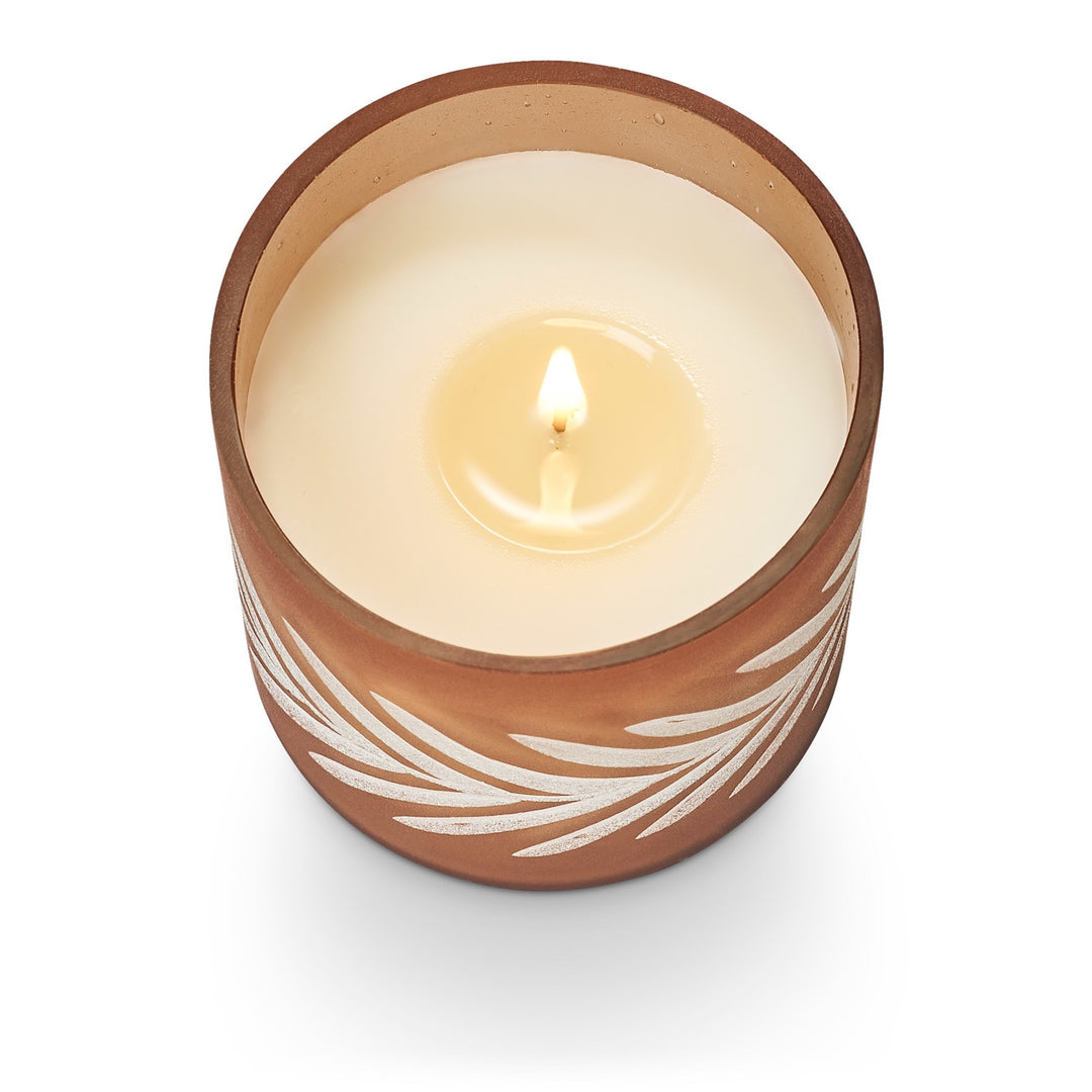 Copper Leaves Glass Candle