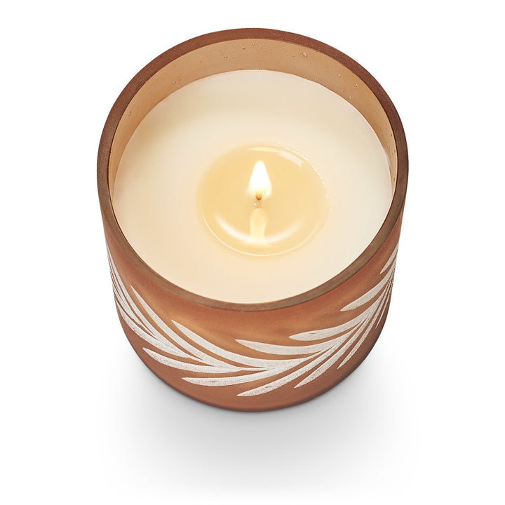 Copper Leaves Glass Candle