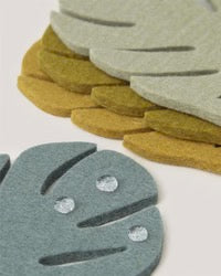 Merino Wool Monstera Coasters, Set Of 4